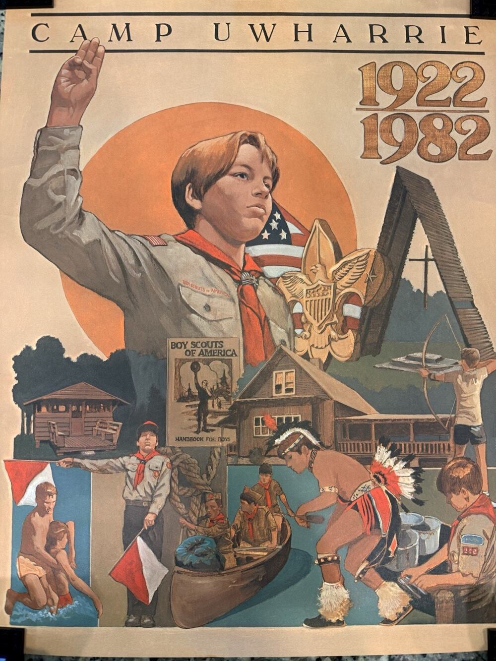 Vintage Camp Uwharrie Poster 1922-1982 Boy Scouts BSA 60th Anniversary Art Print